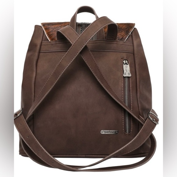MONTANA WEST Trinity Ranch Hair On Cowhide Conceal Carry Backpack - coffee - Picture 4 of 6